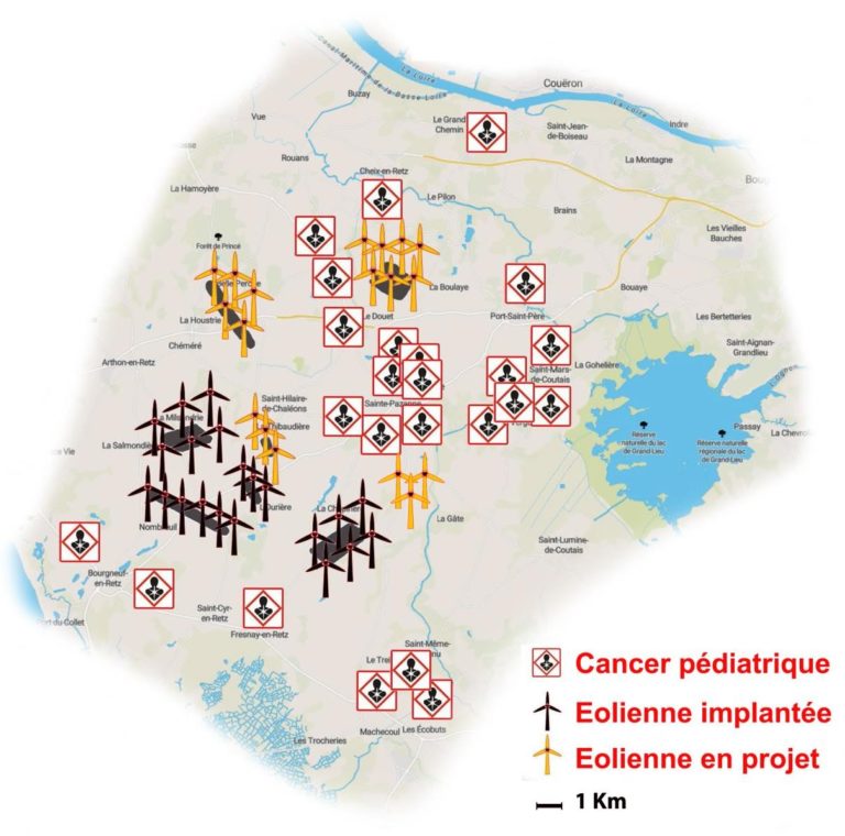 Carte éoliennes et cancer enfants