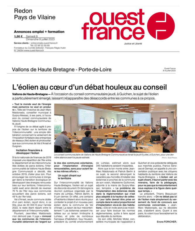 Ouest-France 10 juillet 2023